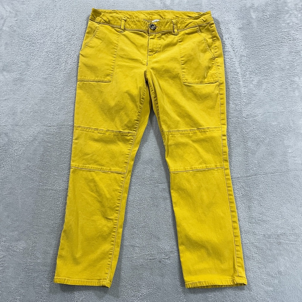 Cabi Pants Womens 16 Utility Ankle Yellow Mid Rise Stretch Lyocell Blend